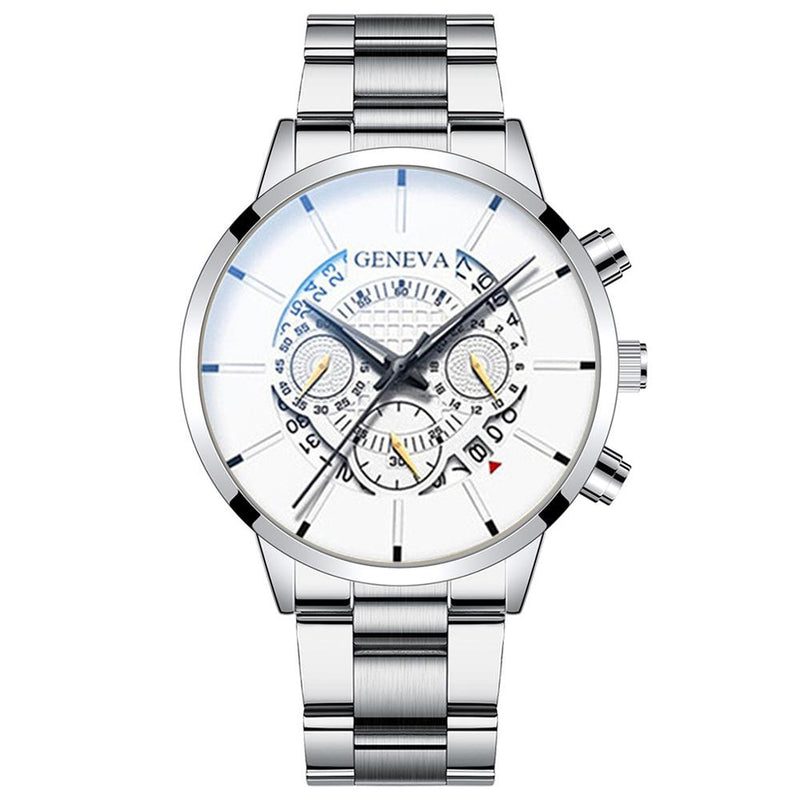 Fashion Men Stainless Steel Calendar Quartz Business Wrist Watch