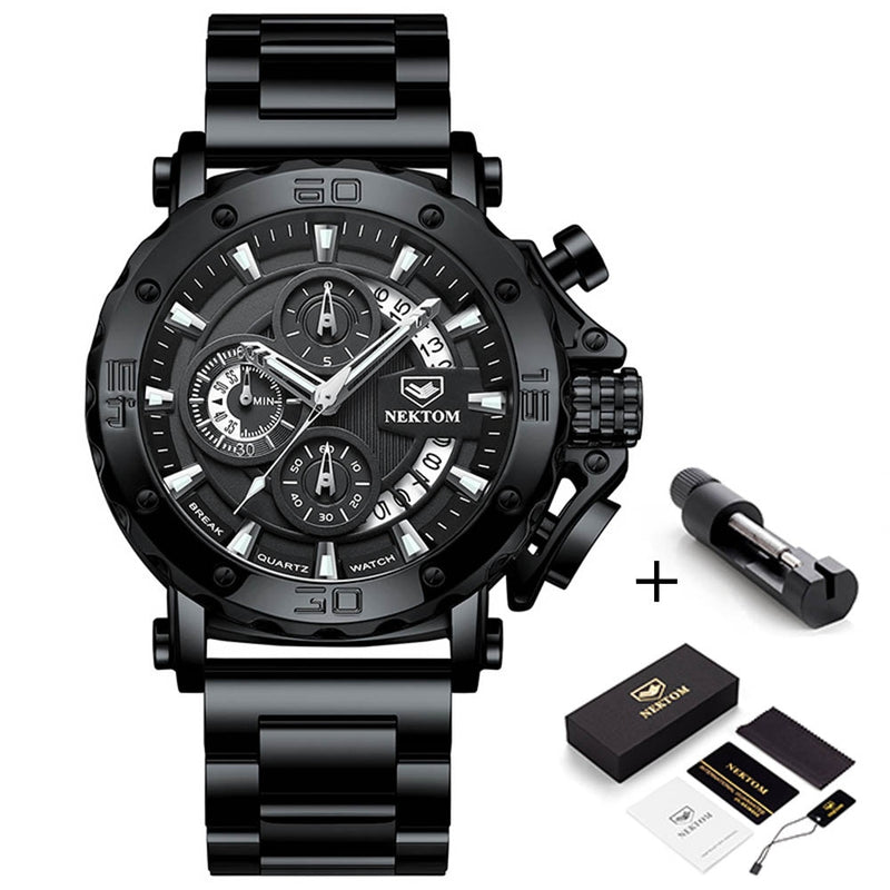 Stainless Steel Chronograph Watch for Men