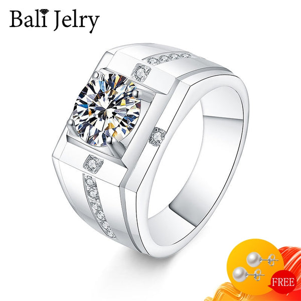 BaliJelry Men Rings 925 Silver Jewelry with Zircon Gemstones Open Finger Ring for Wedding Engagement Component 2020 New Arrival