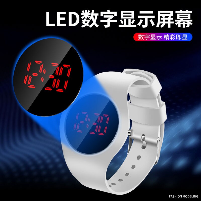 Stainless Steel Ultra Thin Round LED Digital Watch for Men