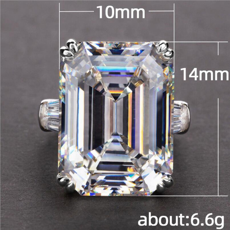 2020 New Arrival Luxury Jewelry 925 Sterling Silver Princess Cut Large White Topaz CZ Diamond Party Women Wedding Band Ring