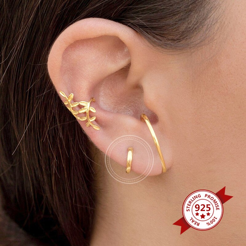 Real 925 Sterling Silver Huggie Hoop Earrings for Women Simple Round Circle Earrings Gold Silver color Jewelry Wholesale