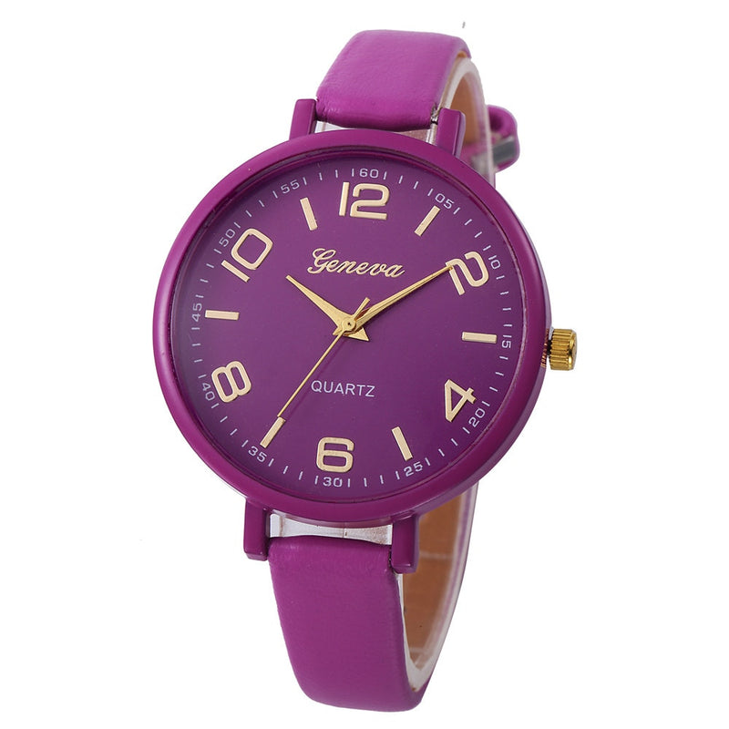 New Geneva Fashion Women Watches Hot Sale Leather Belt Bracelet Simple Dropshipping Digital steel dial Quartz Wrist Female Clock