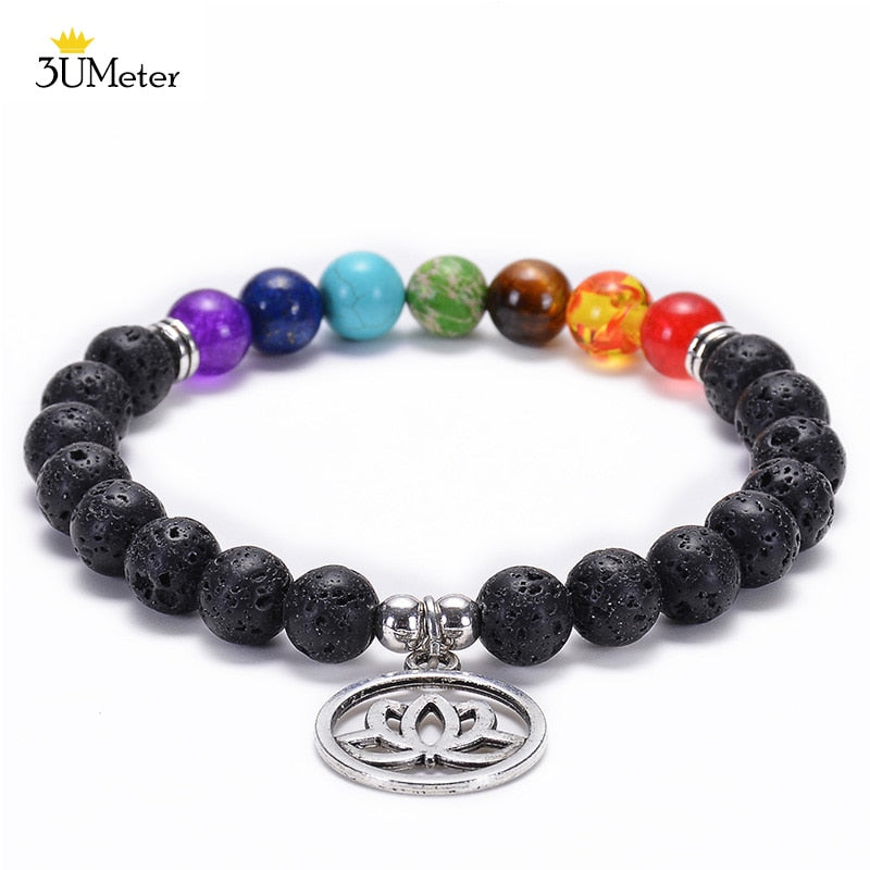 Natural Stone 7 Chakra Tiger Eye Beads Bracelet for Men Women