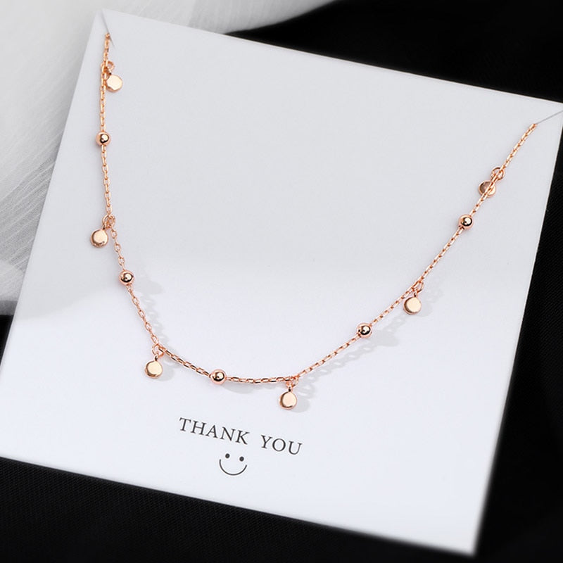 Real 925 Sterling Silver Geometric Round Choker Necklace