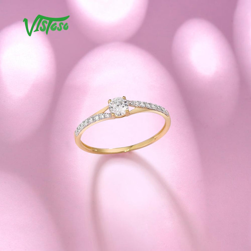 9K Yellow Gold Sparkling White CZ Promise Ring for Women