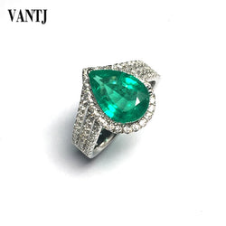 VANTJ Real 10K Gold Rings Lab Grown Colombia Hydrothermal Created Emerald CCE\ Moissanite Fine Jewelry Women Party Wedding Gift\""