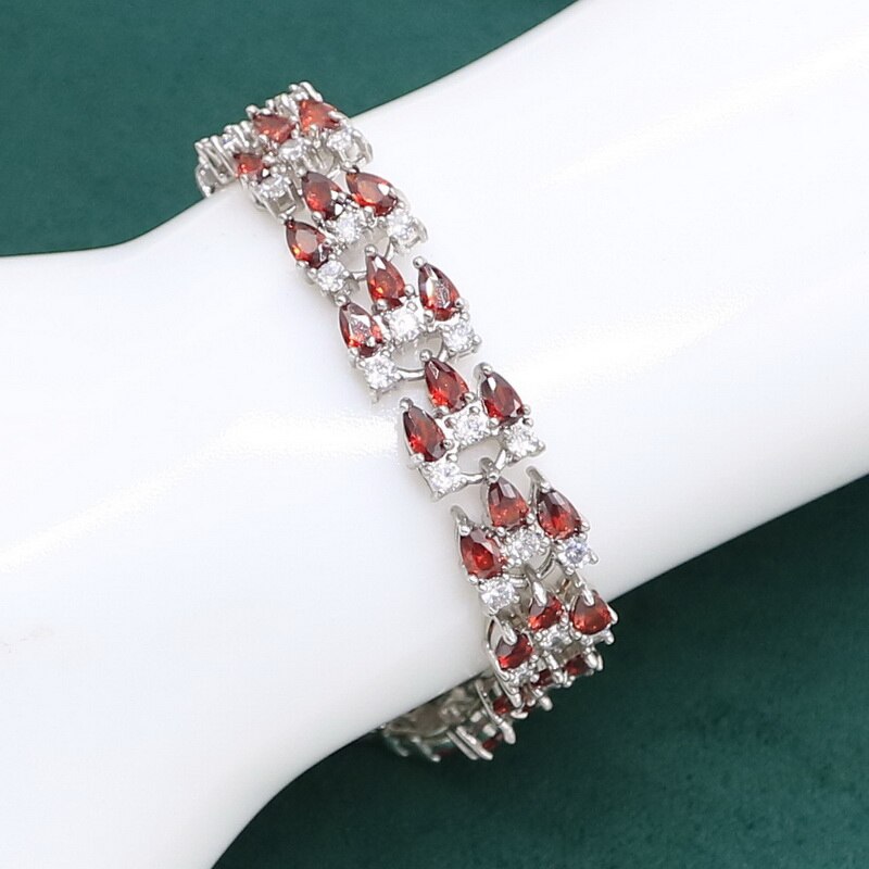 925 Silver Red Garnet Jewelry Set for Women