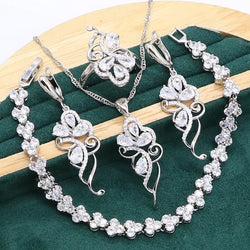 925 Sterling Silver White Topaz Jewelry Set for Women