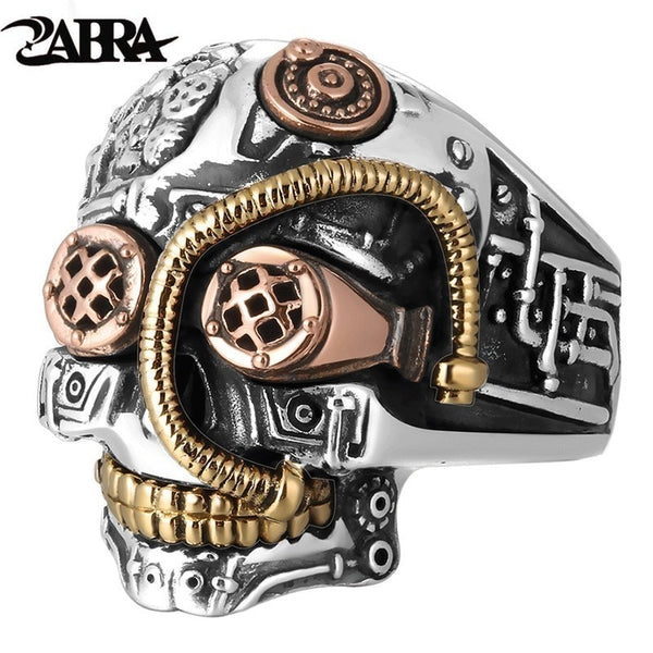 ZABRA Solid 925 Sterling Silver Heavy Gothic Vintage Skull Punk Biker Ring