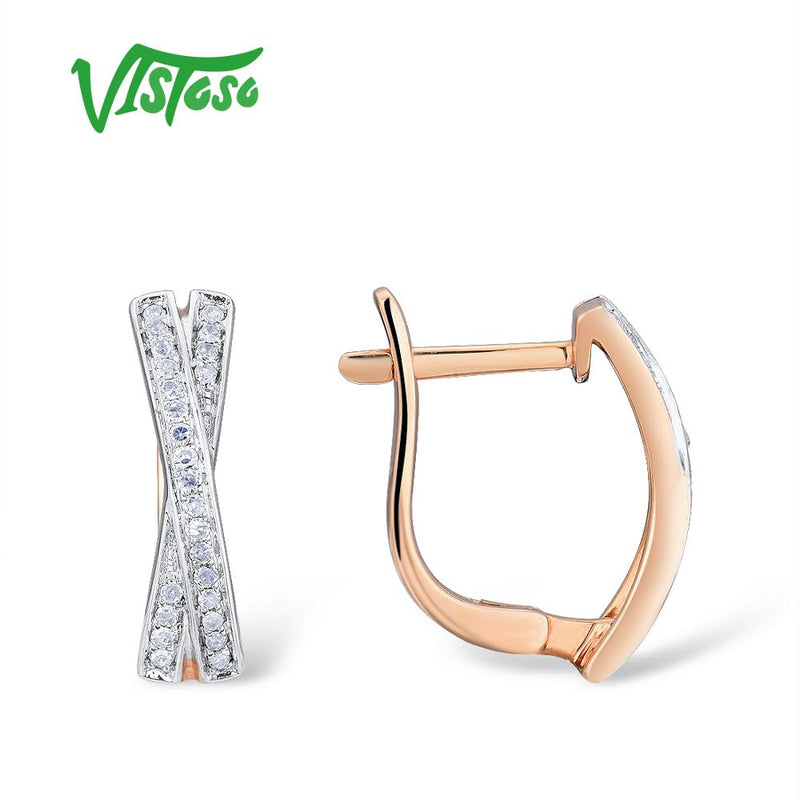 14K Rose Gold Sparkling Diamond Earrings for Women