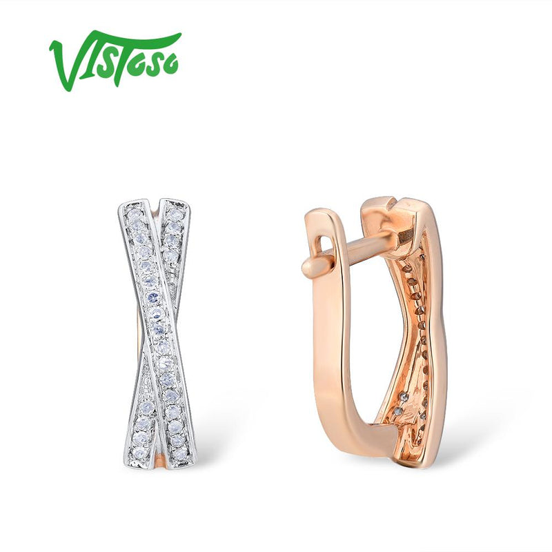 14K Rose Gold Sparkling Diamond Earrings for Women