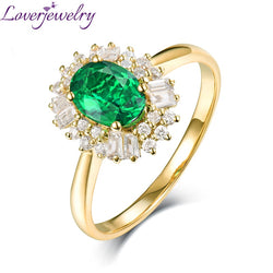 14K Yellow Gold 0.80ctw Emerald and Diamond Ring for Her