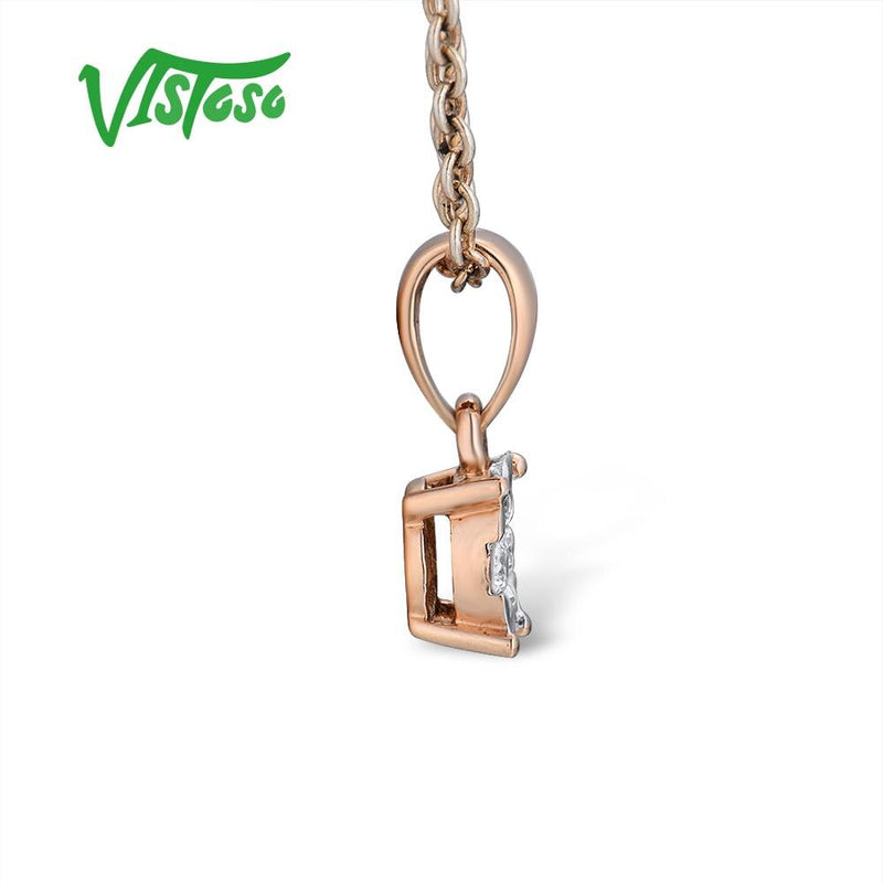 14K Rose Gold Diamond Pendant for Women