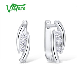 VISTOSO 14K 585 White Gold Luxury Luminous Diamond Earrings