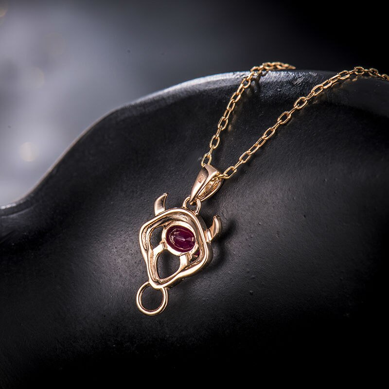 18K Rose Gold Diamond and Ruby Pendant for Her