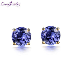 14Kt Yellow Gold Tanzanite Stud Earrings