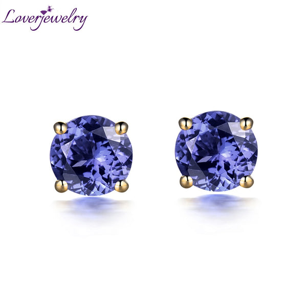 14Kt Yellow Gold Tanzanite Stud Earrings