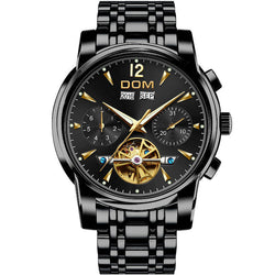 DOM Mechanical Automatic Waterproof Full-Steel Retro Watch Men
