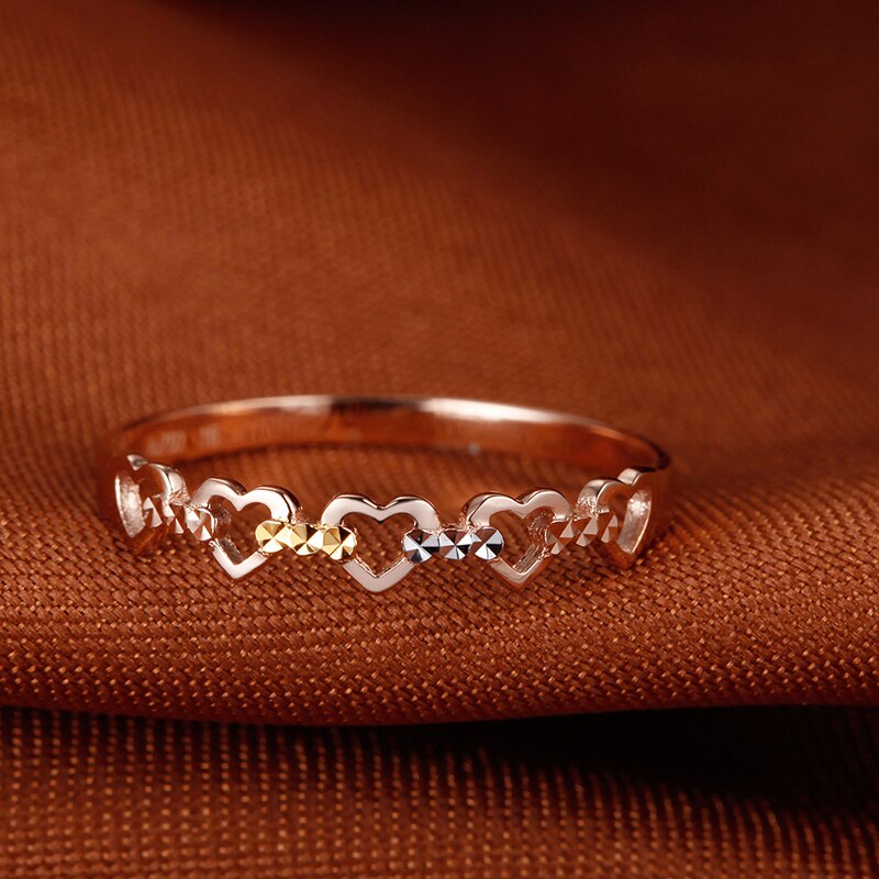 18k Pure Gold Real 750 Romantic Heart Ring