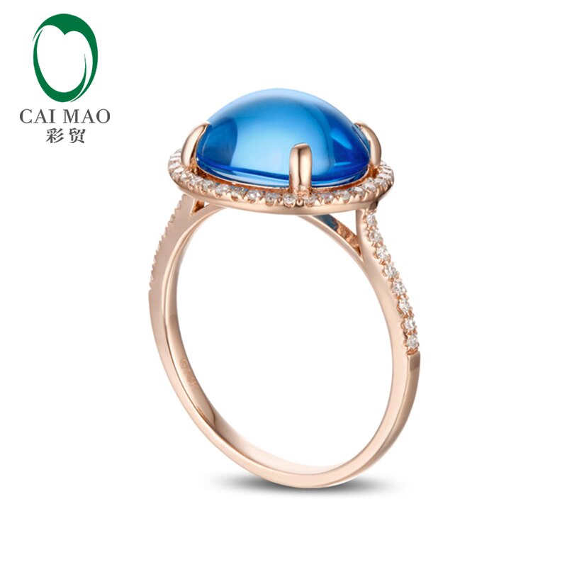 14K Rose Gold Blue Topaz Engagement Ring for Women