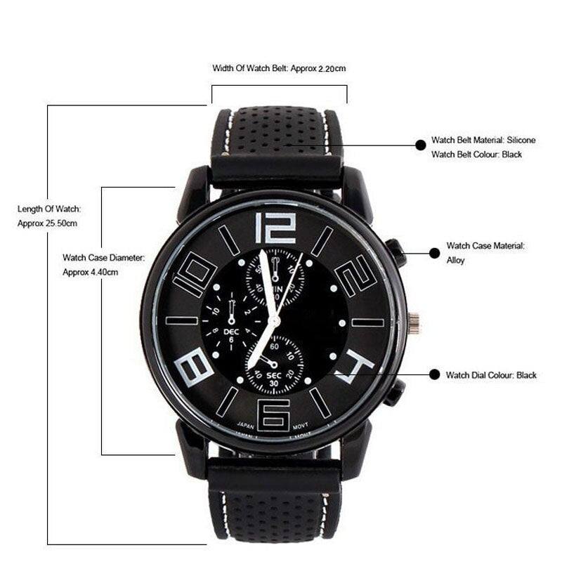 New Men Quartz Analog Watch Silicone Strap Band Round Dial Sport Wristwatch TT@88