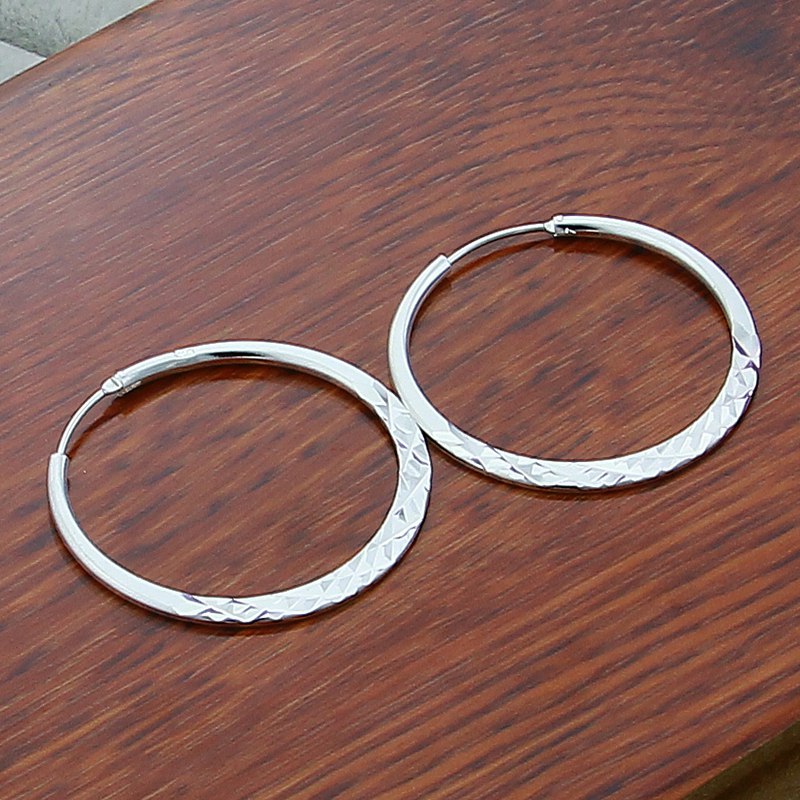 High Quality 5.0cm Hoop Earrings 925 Sterling Silver