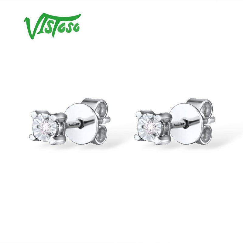 14K White Gold Sparkling Illusion-Set Diamond Earrings for Women