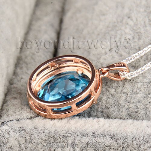 14K Rose Gold Dark Topaz Oval Pendant for Women