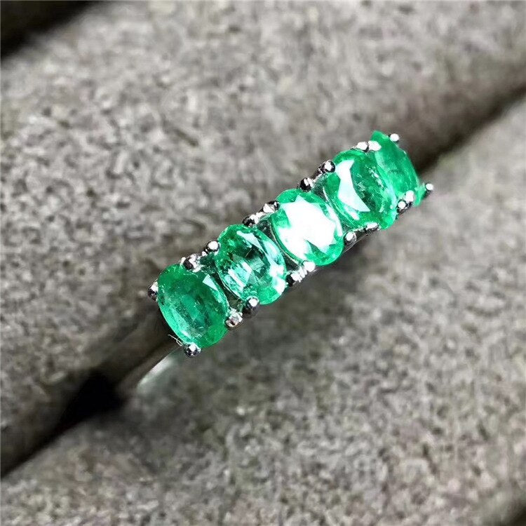 Sterling Silver Natural Emerald Ring