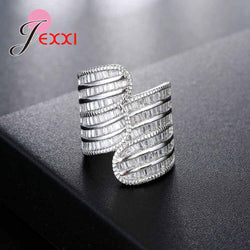 925 Sterling Silver White Stone Punk Ring for Women