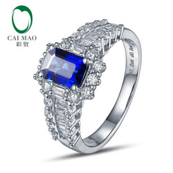 18K White Gold Sapphire and Diamond Engagement Ring for Her