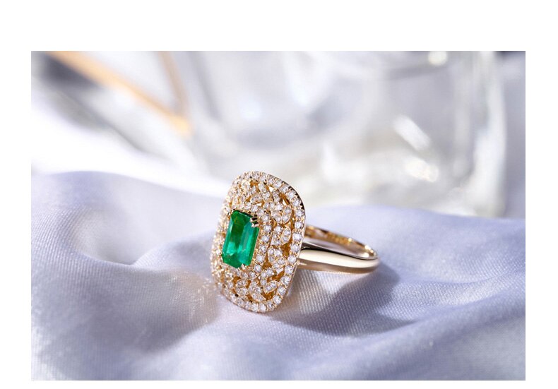 14K Gold Emerald and Diamond Ring for Her