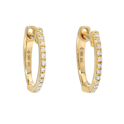 Genuine14K 585 Yellow Gold Mini Huggie Lab Grown Moissanite Diamond Earrings