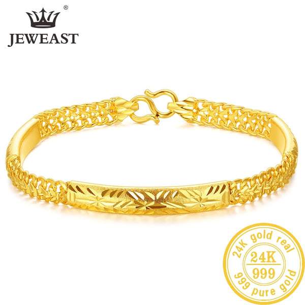 YLJC 24K Real 999 Pure Solid Gold Beautiful Romantic Bracelet