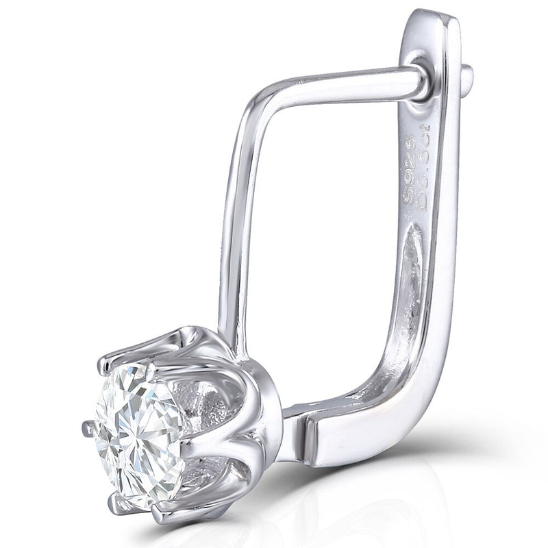 Trangems S925 Sterling Silver 1ctw 5mm Moissanite Simulated Diamond Hoop Earrings