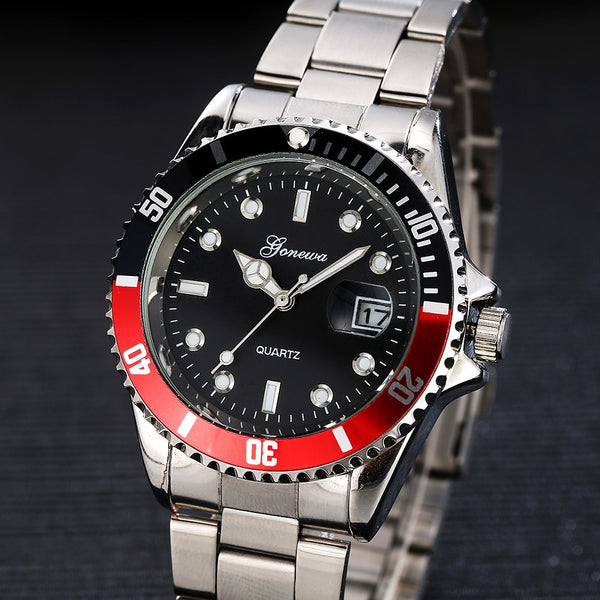 Gonewa Men Fashion Military Stainless Steel Date Sport Quartz Analog Wrist Watch Business Top Quality Watch Smart Watch New