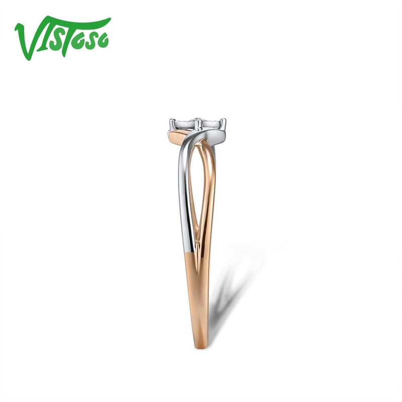 VISTOSO Pure 14K 585 Two-Tone Gold Sparkling Diamond Ring