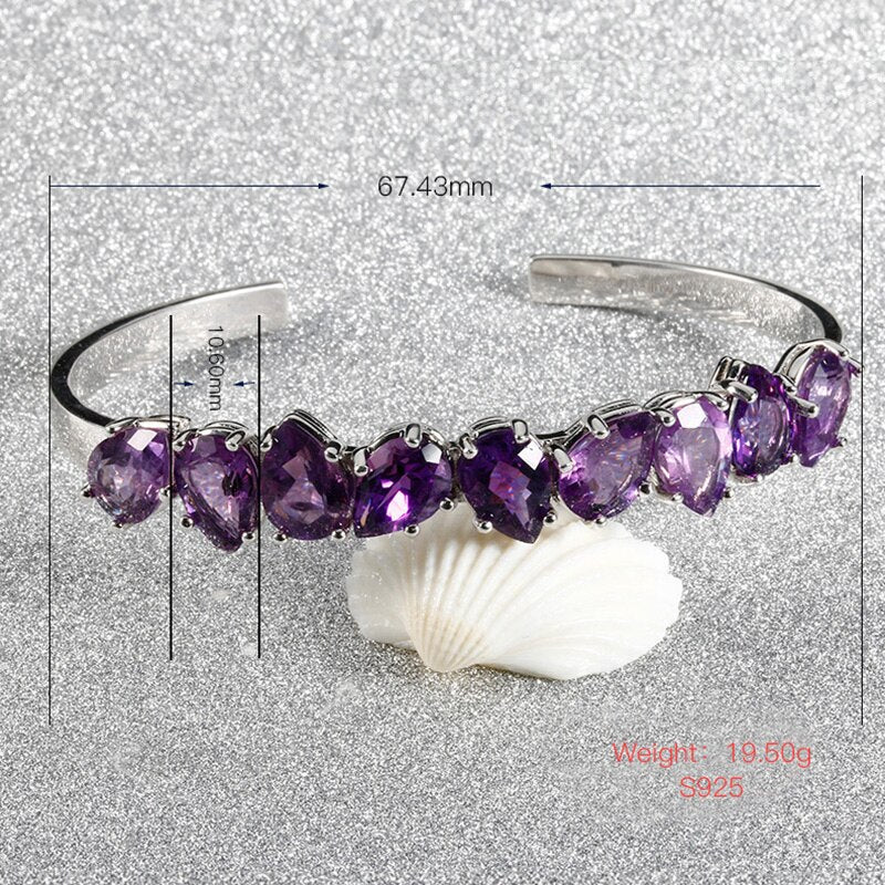 Silver Charm Natural Amethyst Bracelets Bangles For Women 925 Sterling Silver Jewelry Luxury Anniversary Engagement Party Gifts