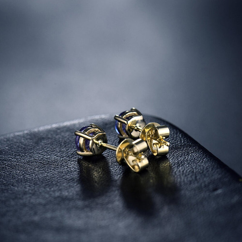 14Kt Yellow Gold Tanzanite Stud Earrings