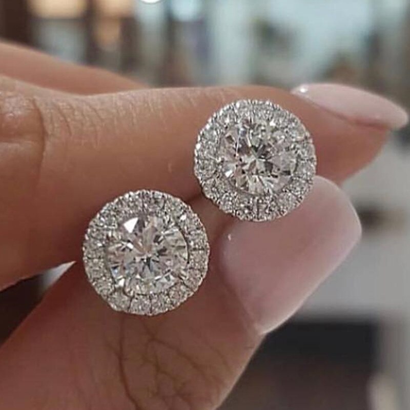 Sterling Silver 6mm Zircon Stud Earrings for Women