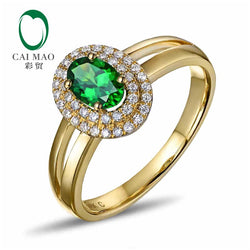 18KT Yellow Gold Tsavorite and Diamond Ring for Women