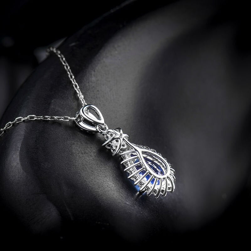 18K White Gold Tanzanite Diamond Accent Pendant for Women