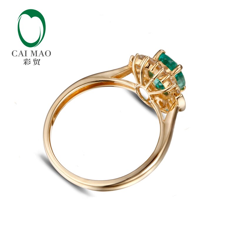 14k Gold Emerald Diamond Engagement Ring for Her