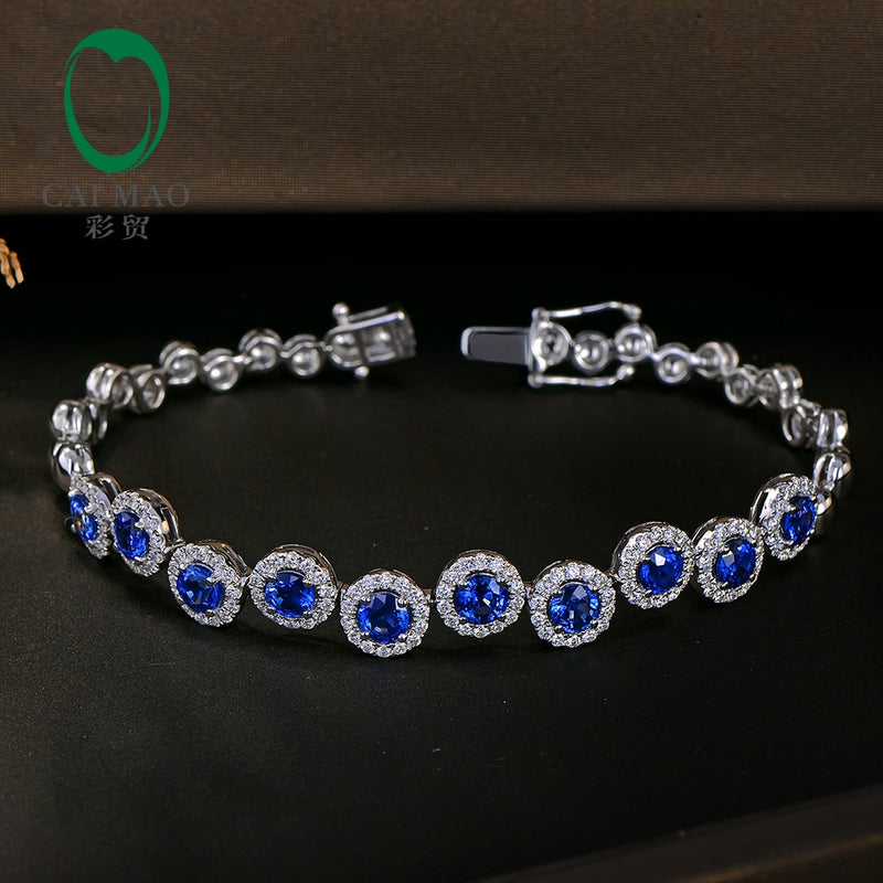 Sterling Silver 4.23ctw Sapphire and Diamond Bracelet for Women