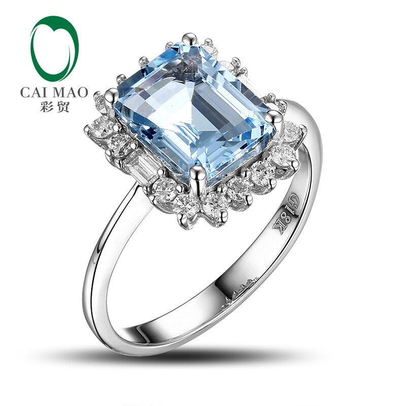 14k Gold Aquamarine Engagement Ring for Her