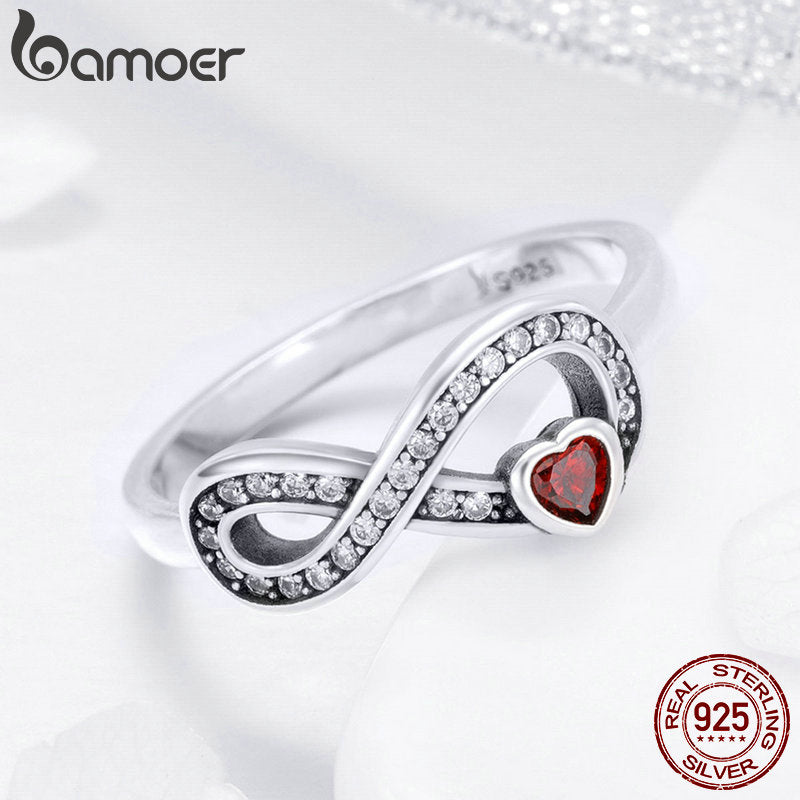 925 Sterling Silver Infinity Heart CZ Ring for Women