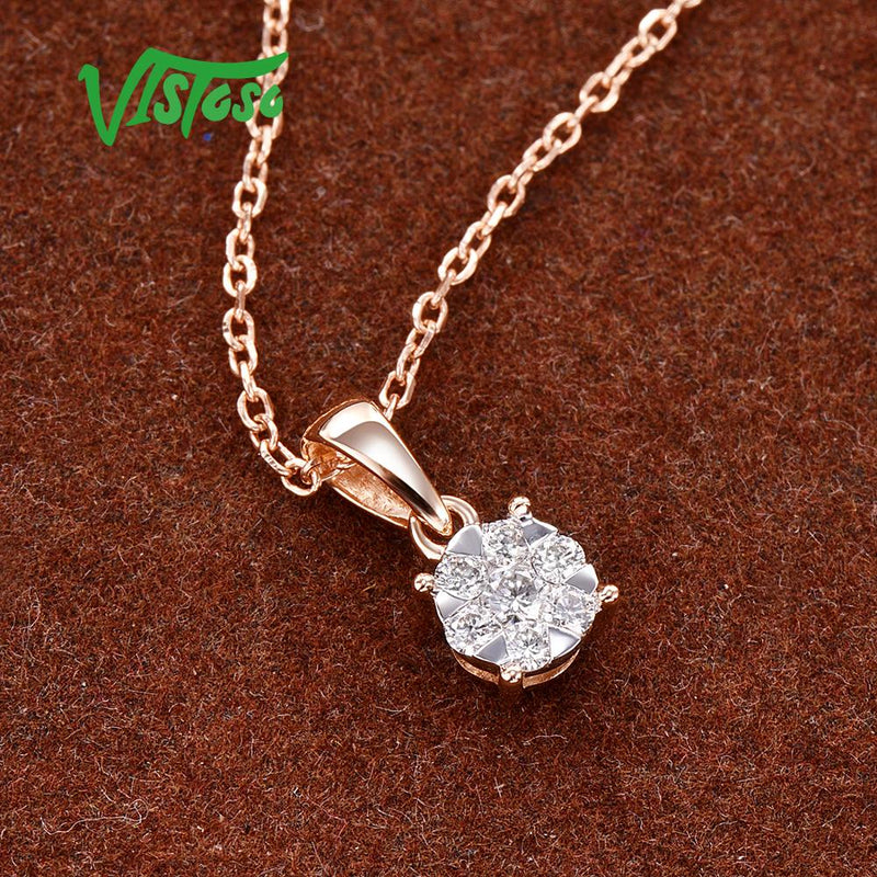 14K Rose Gold Diamond Pendant for Women