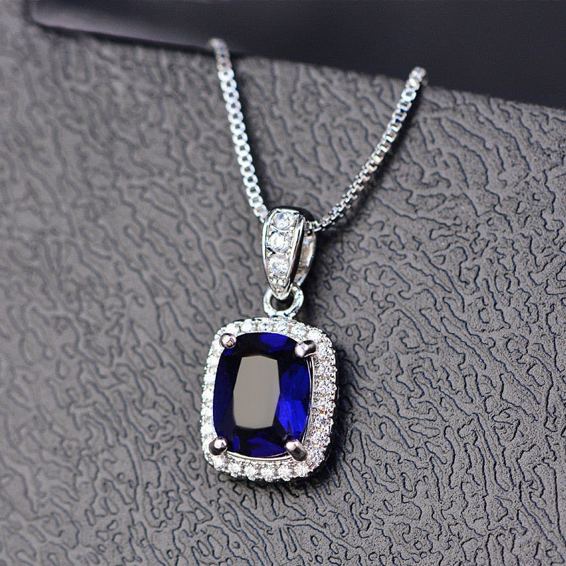 Sterling Silver Emerald Pendant Necklace for Women .