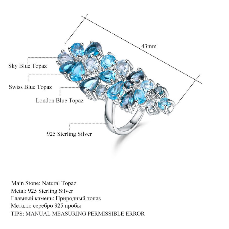GEMS BALLET 925 Sterling Silver Natural London Blue Topaz Gemstone Ring